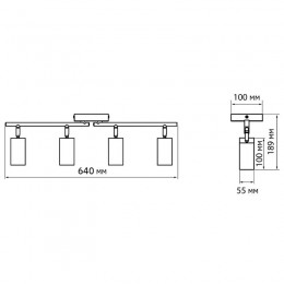 Светильник PCL-0504 4xGU10 IP20 230В BL настен./потолочн. декор. под лампу JazzWay 5066724