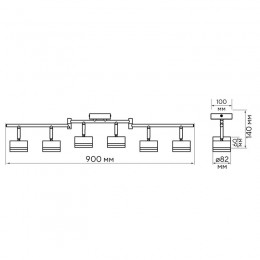 Светильник PCL-0906 max 20Вт (каждая лампа) 6xGX53 IP20 230В BL настен./потолочн. декор. под лампу JazzWay 5066960