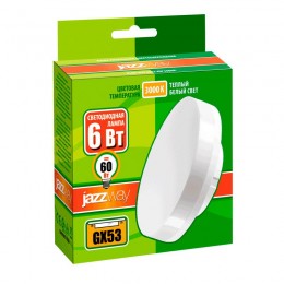 Лампа светодиодная PLED-ECO 6Вт таблетка матовая 3000К тепл. бел. GX53 460лм 230В JazzWay 2851987