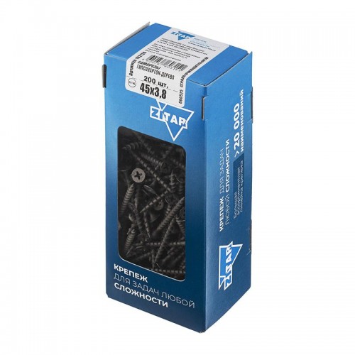 Саморез гипсокартон-дерево 3.8х45 (коробка) (уп.200шт) Zitar 102124