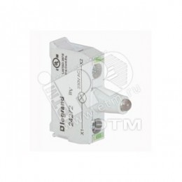 Блок со встроенным светодиодом 230В, зеленый накладной под винт