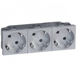 Mosaic Розетка тройная 3Х2К+З с заземлением немецкий стандарт 45 град. Алюминий