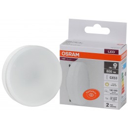 Лампа светодиодная LED 10 Вт GX53 3000К 800Лм таблетка 220 В (замена 75Вт) OSRAM