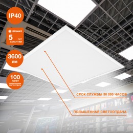 Панель светодиодная 595х595 светильник ДВО 36Вт 6500К 3600Лм Белый ECOCLASS PANEL панель