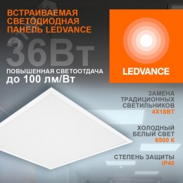 Панель светодиодная 595х595 светильник ДВО 36Вт 6500К 3600Лм Белый ECOCLASS PANEL панель