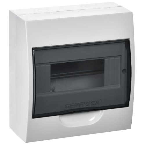 Корпус пластиковый ЩРН-П-8 черная прозрачная дверь IP41 GENERICA