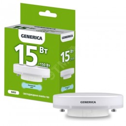 Лампа светодиодная T80 таблетка 15Вт 230В 6500К GX53 GENERICA