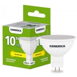 Лампа светодиодная MR16 софит 10Вт 230В 3000К GU5.3 GENERICA