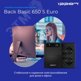 Источник бесперебойного питания Line-interactive Back Basic Euro 650 Ва/ 360 Вт фазы 1/1, c АКБ