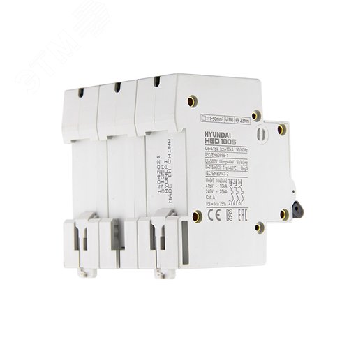 Автоматический выключатель HGD100S 3PMCS0000C 00125  3 полюса, 125А, ток к.з. 10kA, хар-ка C (STANDARD)