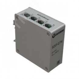 Блок защиты от импульсных перенапряжений 4-х портов локальной сети Ethernet 10 Base-T/100 Base-TX/1000 Base-T, PoE++, на DIN-рейку, IP20,   (УЗИП, грозозащита)