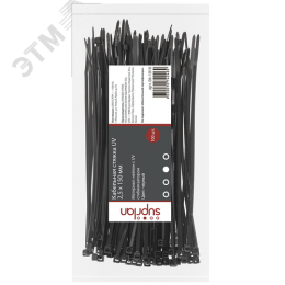 Стяжка нейлоновая 2,5х150мм черная UV уп. 100шт