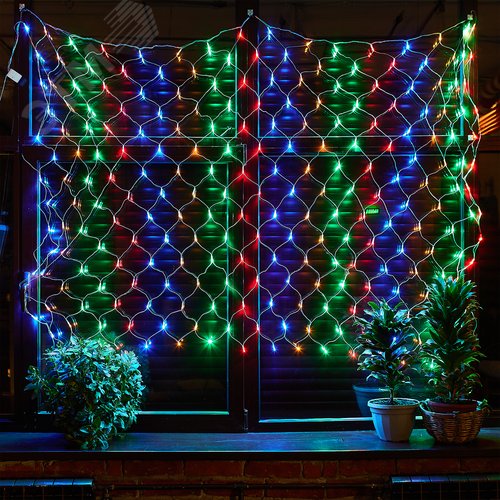 Сетка светодиодная с контроллером 240 светодиодов 2.5х2 м разноцветная IP20 прозрачный провод ULD-N2520-240/DTA MULTI IP20