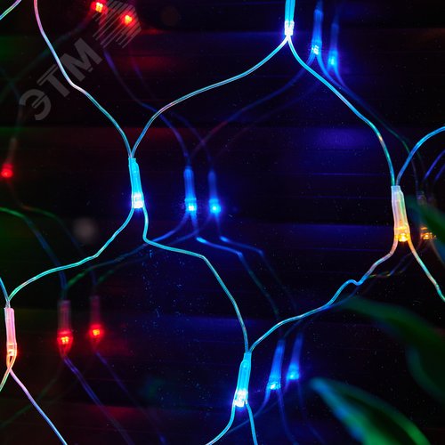Сетка светодиодная с контроллером 240 светодиодов 2.5х2 м разноцветная IP20 прозрачный провод ULD-N2520-240/DTA MULTI IP20