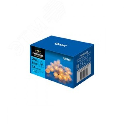 Гирлянда светодиодная Шишки 20 светодиодов 2,8 м теплый белый IP20 прозрачный провод ULD-S0280-020/DTA WARM WHITE IP20 PINE CONES