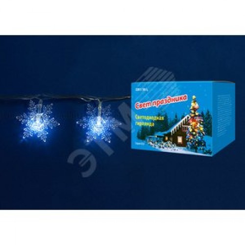 Гирлянда светодиодная с контроллером Снежинки-1 50 светодиодов 7 м белая,IP20 прозрачный провод ULD-S0700-050/DTA WHITE IP20 SNOWFLAKES-1