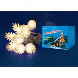 Гирлянда светодиодная Шишки 20 светодиодов 2,8 м теплый белый IP20 прозрачный провод ULD-S0280-020/DTA WARM WHITE IP20 PINE CONES