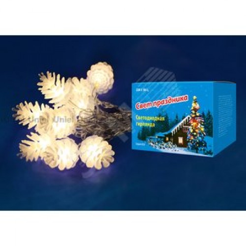 Гирлянда светодиодная Шишки 20 светодиодов 2,8 м теплый белый IP20 прозрачный провод ULD-S0280-020/DTA WARM WHITE IP20 PINE CONES