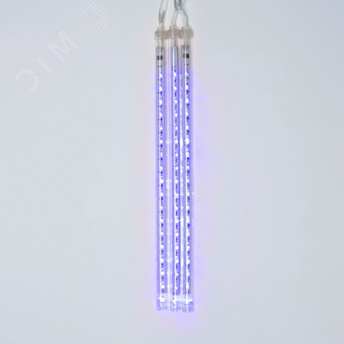 Гирлянда Занавес светодиодный фигурный Звездный дождь соединяемый 6 подвесов 336 светодиодов размер 1,5х0,5 м Цвет свечения синий IP44 прозрачный провод Упаковка картон ULD-E1505-336/DTK BLUE IP44 TWISTED METEOR