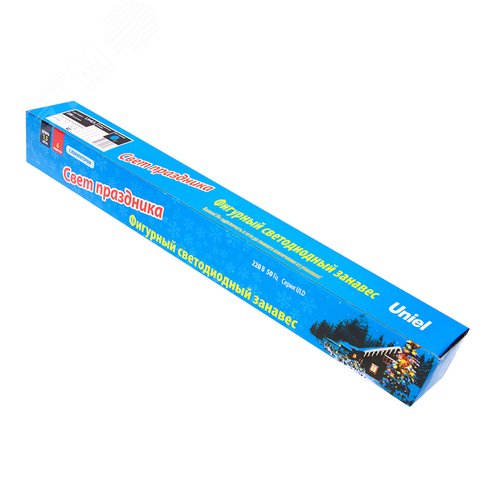 Гирлянда Занавес светодиодный фигурный Звездный дождь соединяемый 6 подвесов 336 светодиодов размер 1,5х0,5 м Цвет свечения синий IP44 прозрачный провод Упаковка картон ULD-E1505-336/DTK BLUE IP44 TWISTED METEOR