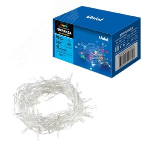 Гирлянда светодиодная 10м 90 светодиодов Разноцветный свет Провод прозрачный ULD-S1000-090/STA MULTI IP20
