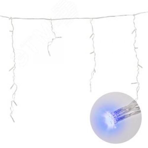 Бахрома светодиодная 1,8м 48 светодиодов Синий свет Провод прозрачный ULD-B1805-048/DTA BLUE IP20