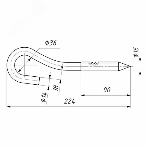 Крюк с резьбой BТ 16