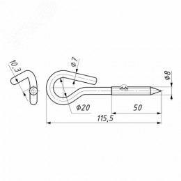 Крюк с резьбой BТ 8