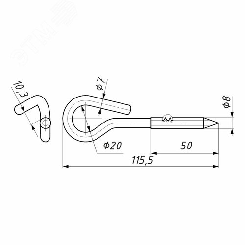 Крюк с резьбой BТ 8