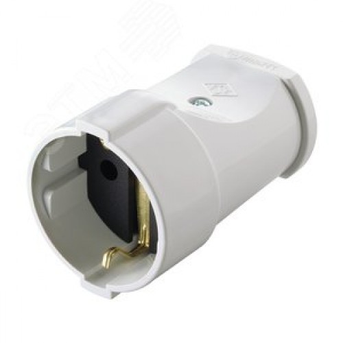 Штепсель 1 гнездо с заземлением белый