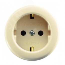 Розетка наружная с заземлением круглая (керамика)