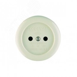 Розетка наружная без заземления круглая (керамика)