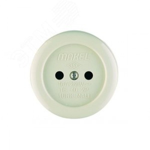 Розетка наружная без заземления круглая (керамика)