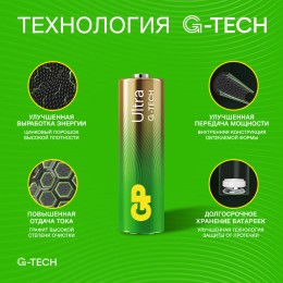Батарейка алкалиновая GP Ultra Alkaline G-Tech 15А АA 2 шт в блистере