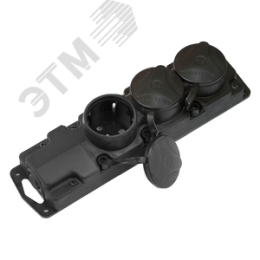 Розетка тройная переносная каучук с защитными крышками 2P+E 1х16А IP45