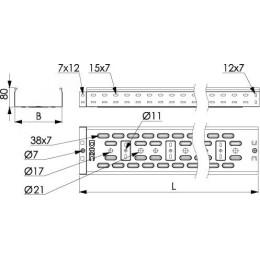 Лоток перфорированный 80х80 L3000