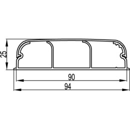 Кабель-канал 90x25 плинтусный треxсекционный с крышкой IN-Liner FRONT