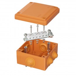 Коробка пластиковая FS с кабельными вводами и     клеммниками IP55 100х100х50мм 6р 450V 6A 4мм кв.