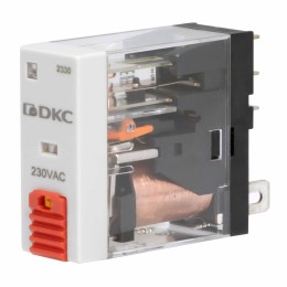 Реле миниатюрное промышленное, 1CO, коммутируемый ток 12 А, AgSnO, напряжение 230V AC, опция – тест-кнопка+светодиод
