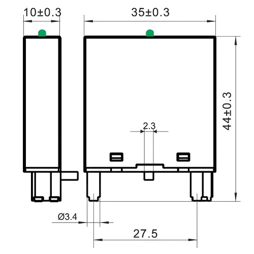 Модуль индикации и защиты, LED зеленый+Варистор A1+, 120V AC/DC