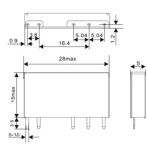 Реле миниатюрное ультратонкое, 1CO, коммутируемый ток 6 А, AgSnO напряжение 24V DC