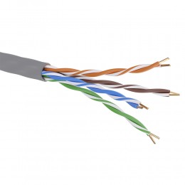 Витая пара U/UTP 4 пары CAT 5E нг(А)-HF бухта серый 305м