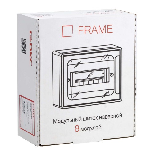 Щиток 8 мод настенный Фрейм (FRAME) ЩРн-п-8, белый, с тонированной дверцей, с 2 шинами PEN на 6 и 8 отв.