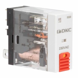 Реле миниатюрное промышленное, 1CO, коммутируемый ток 12 А, AgSnO, напряжение 230V AC, опция – тест-кнопка+светодиод