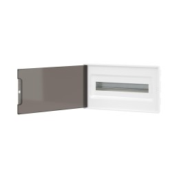 Щиток 18 мод встраиваемый Фрейм (FRAME) ЩРв-п-18, белый, с тонированной дверцей, с 2 шинами PEN на 8 и 10 отв.