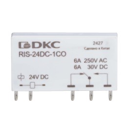 Реле миниатюрное ультратонкое, 1CO, коммутируемый ток 6 А, AgSnO напряжение 24V DC