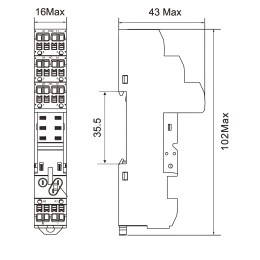 Колодка c клеммами push-in для реле на 2 группы IR-24DC/230AC-2CO