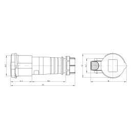 Розетка кабельная 16A 2P+E IP44 переносная 230V