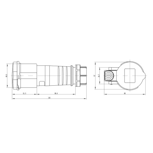 Розетка кабельная 16A 2P+E IP44 переносная 230V