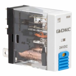 Реле миниатюрное промышленное, 1CO, коммутируемый ток 12 А, AgSnO, напряжение 24V DC, опция – тест-кнопка+светодиод+защитный диод